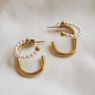 Argola dupla com pérolas