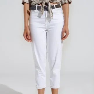 Calças de ganga básicas skinny com tornozelo em branco