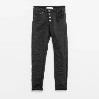 Calças de ganga skinny com botões expostos em preto