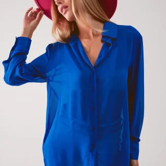 Camisa azul transparente chiffon