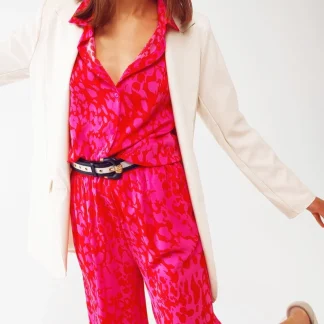 Camisa com estampa animal em fúcsia