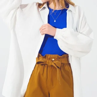 Camisa Solta Texturizada em Branco