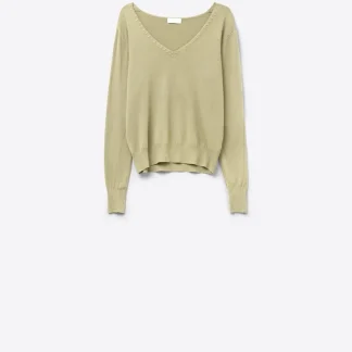 Camisola camel com decote em V