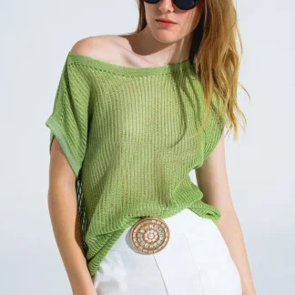 Camisola com gola redonda e manga comprida em verde