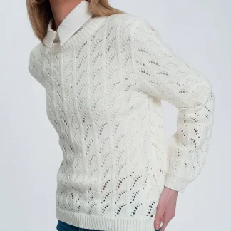 Camisola de croché em creme