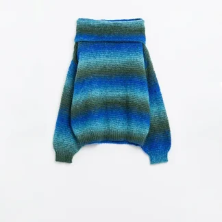 Camisola de gola alta comfy em tons de azul