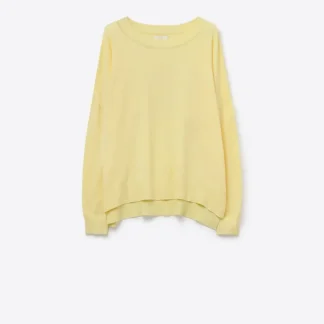 Camisola de malha amarela com pormenor de gola em rede