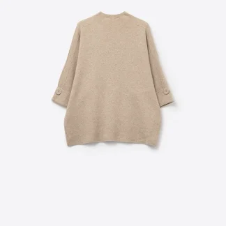 Camisola de malha camel com pormenores de bot›es