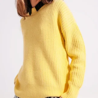 Camisola de malha de costela em amarelo