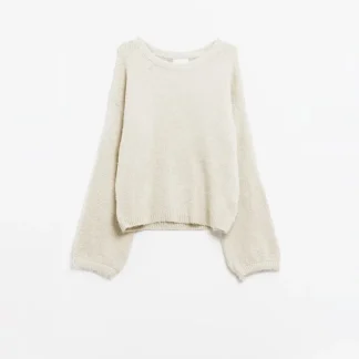 Camisola de manga balão aconchegante em creme