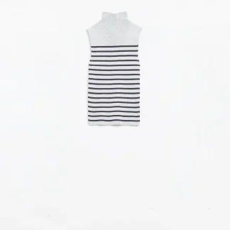 Camisola de tartaruga às riscas em cinzento claro