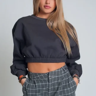 Camisola desportiva curta em cinzento escuro