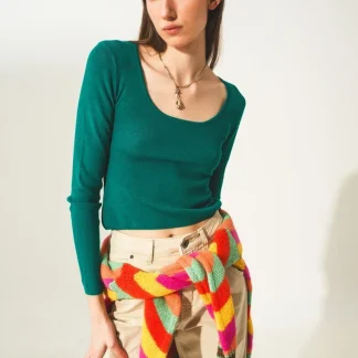 Camisola traseira aberta em verde