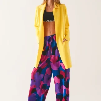 Cardigan de gola oversized em amarelo