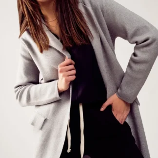 Cardigan de gola oversized em cinzento