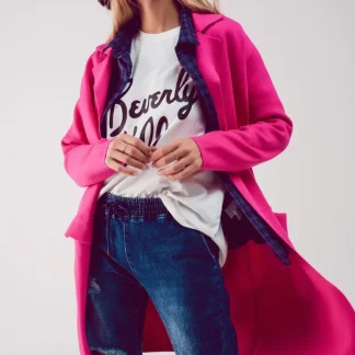 Cardigan de gola oversized em fuchsia