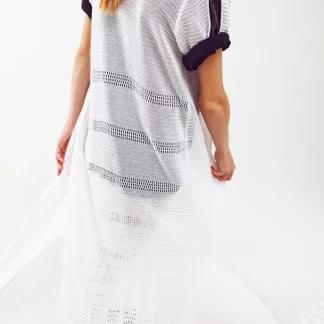 Maxi cardigan de malha em branco