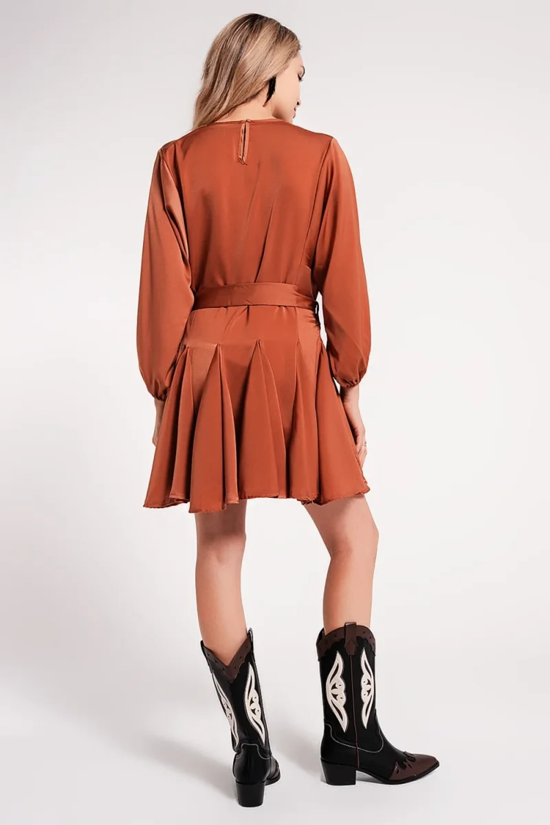 Mini vestido laranja com cinto de cetim a condizer - Image 6