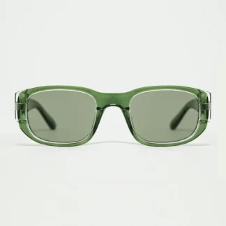 Óculos de sol ovais com armação transparente de alto brilho em verde