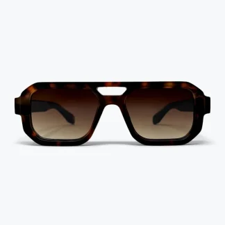 Óculos de Sol Oversize com Armação Angular em Acetato Tartaruga Marrom