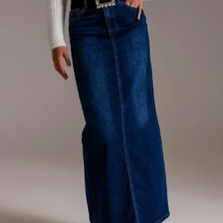 Saia de ganga longa com elasticidade no estilo dos anos 90 em lavagem escura