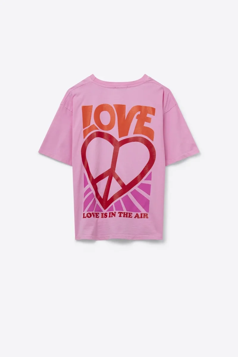 T-Shirt cor-de-rosa com o logótipo Love is Air e Heart with Peace - Image 7