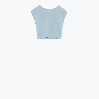 T-shirt de malha com mangas curtas em azul