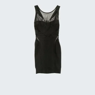 vestido a lápis preto com malha