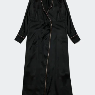 Vestido comprido em cetim preto