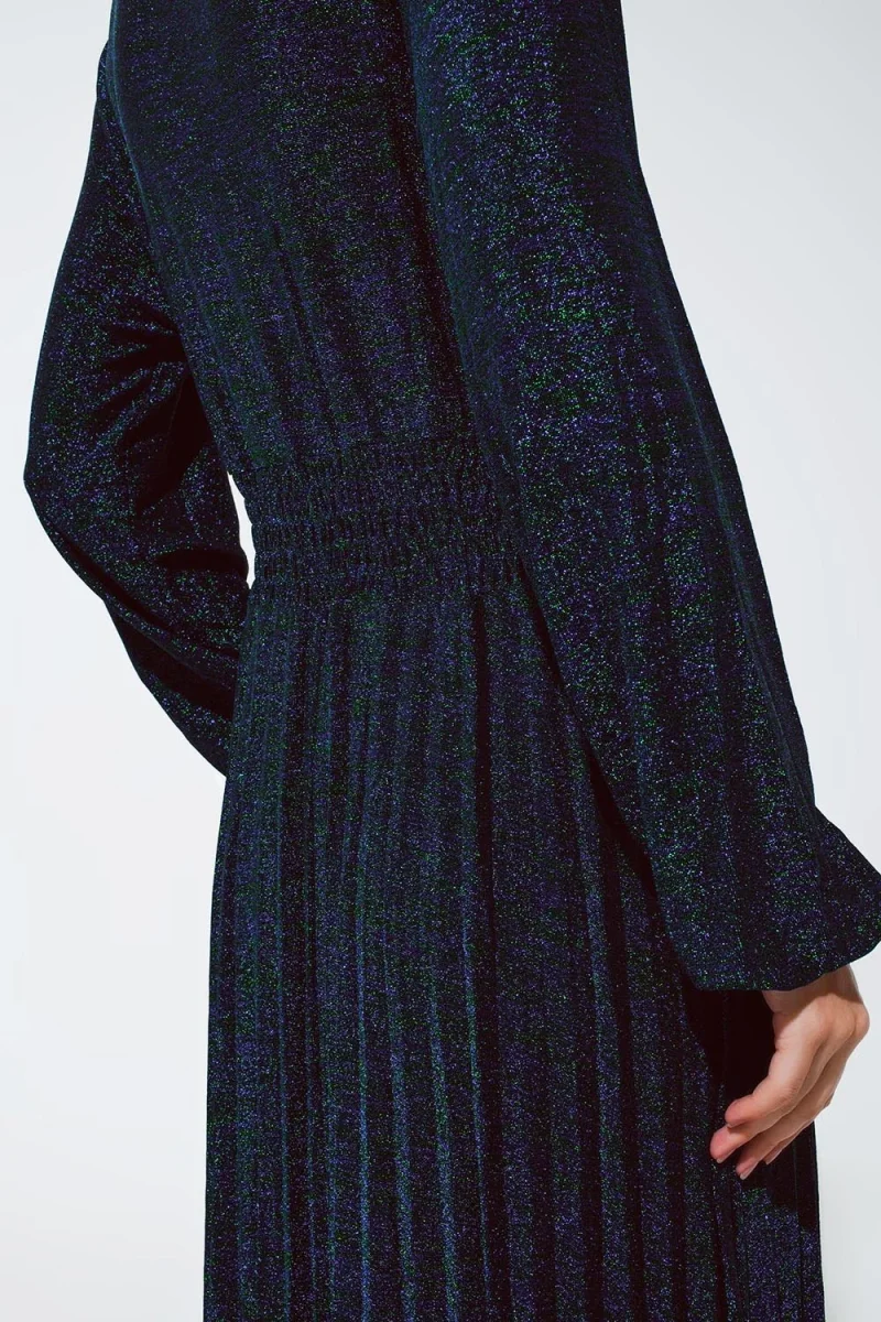 Vestido longo de manga comprida com brilho em verde - Image 7