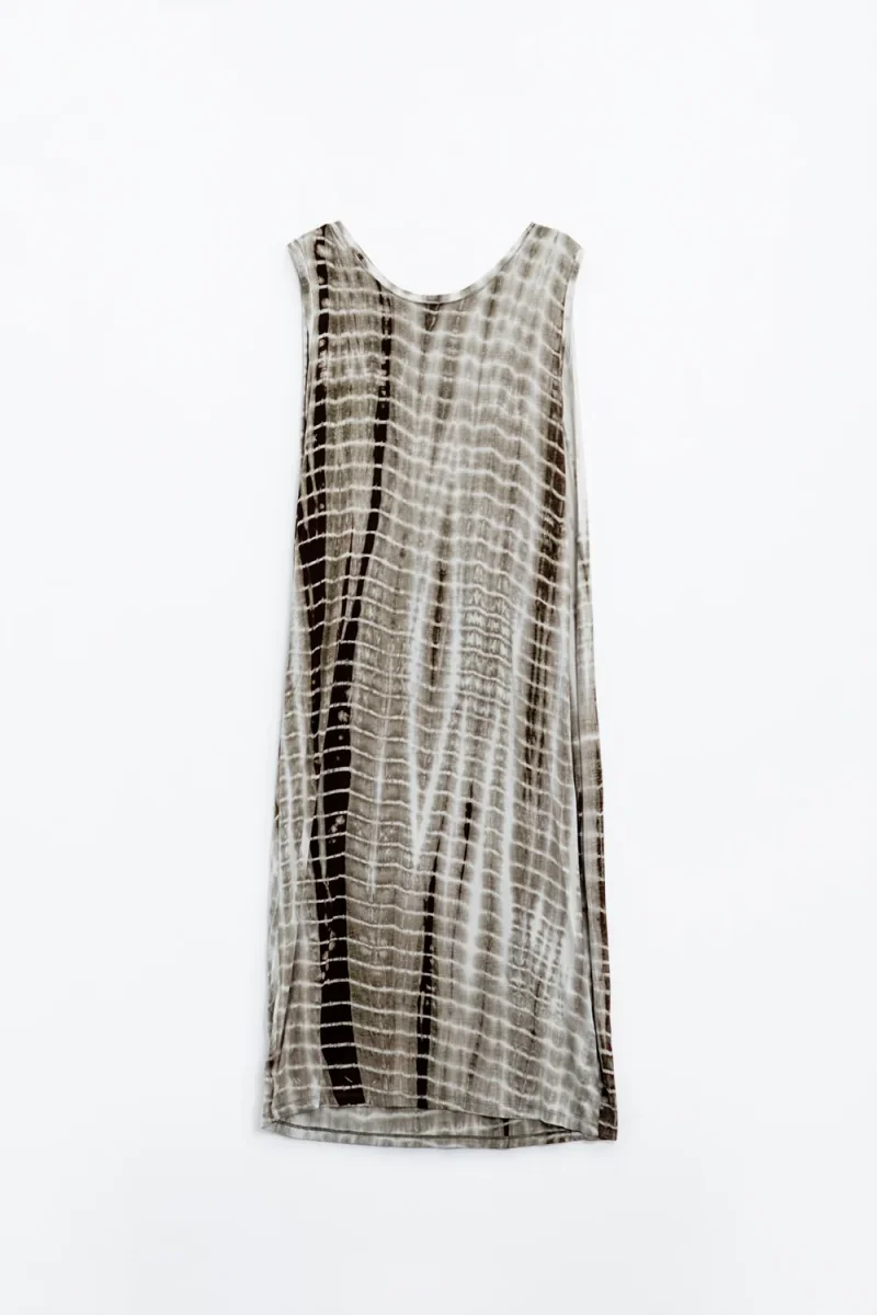 Vestido maxi descontraído tie dye em tons de khaki - Image 6