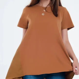 Vestido t-shirt em marrom